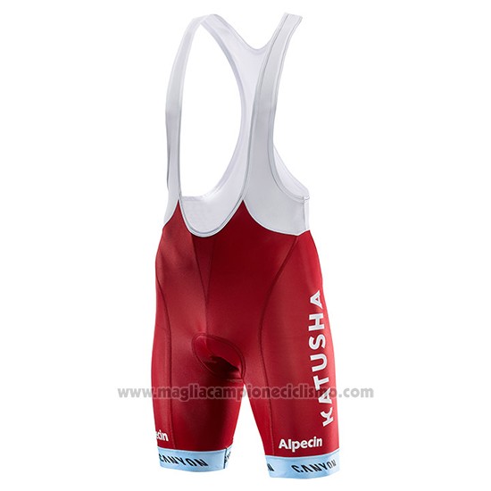 2017 Abbigliamento Ciclismo Katusha Alpecin Rosso Manica Corta e Salopette